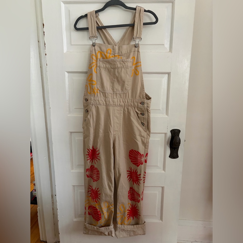 We The Free Overalls with Red and Yellow Summer Print